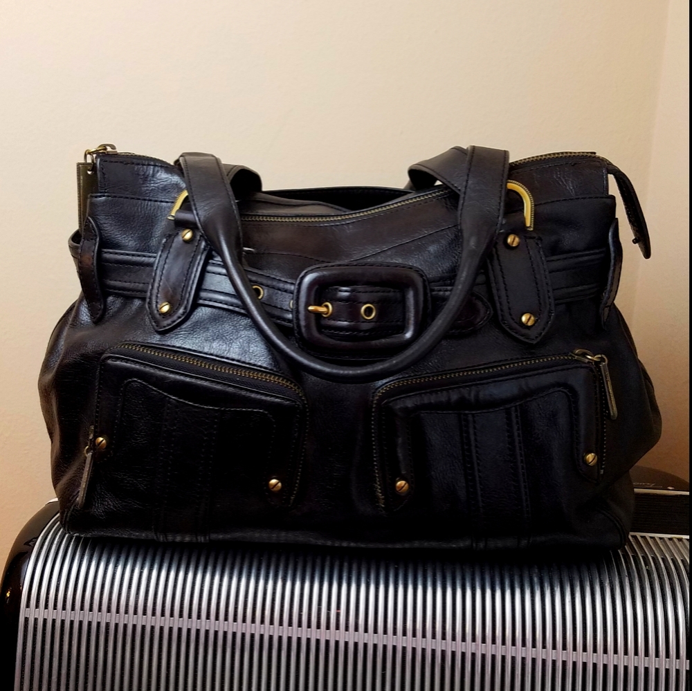 BEAUTIFUL COLE HAAN LARGE BLACK LEATHER HANDBAG